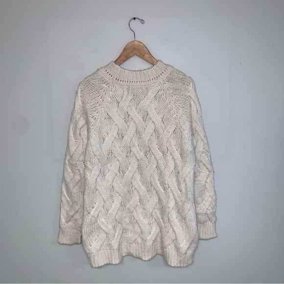 Cocogio Sweater Size Medium Oversized Fit Off-white‎ Textured Knit Wool Vintage - Picture 5 of 6
